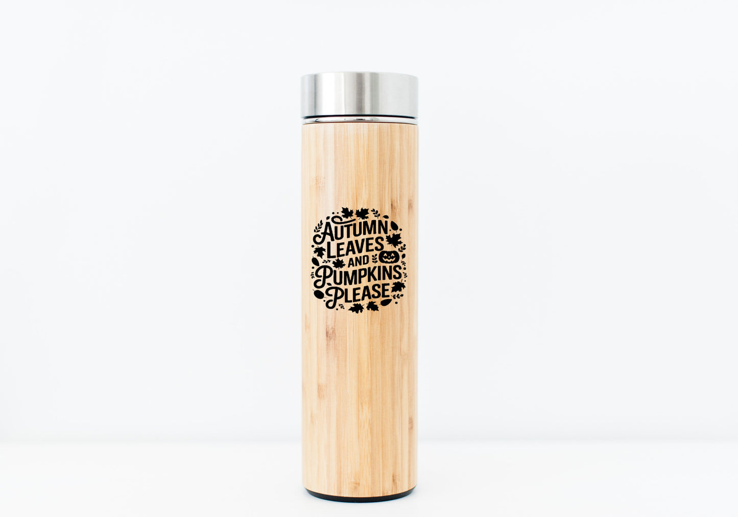 Bamboo Bliss: "Autumn Leaves & Pumpkins Please" - Eco-Friendly Water Bottle