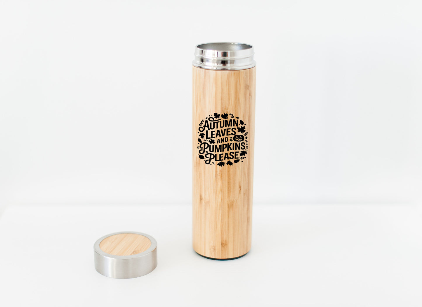 Bamboo Bliss: "Autumn Leaves & Pumpkins Please" - Eco-Friendly Water Bottle