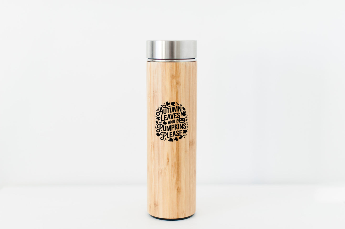 Bamboo Bliss: "Autumn Leaves & Pumpkins Please" - Eco-Friendly Water Bottle